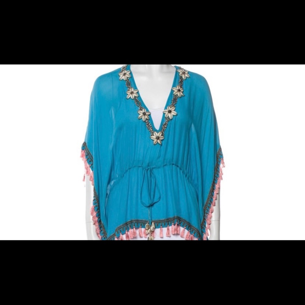Matthew Williamson shell embellished fringed top.